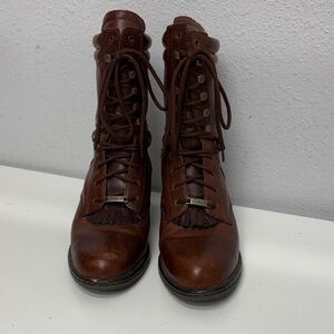 Double H Oponka Packer Chestnut Full Grain Leather Lace-Up Boots